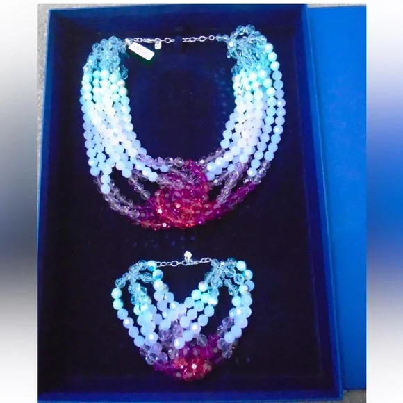 Rare Authentic Swarovski Elegant Multicolor Beaded Necklace and Earring Set. 🎄 - Picture 3 of 8
